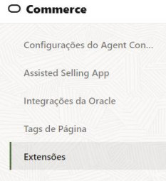 Menu com opção Extensões selecionada