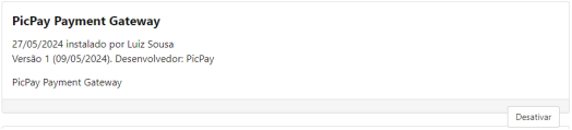 Tela posterior ao upload do arquivo PicPaymentGateway.zip