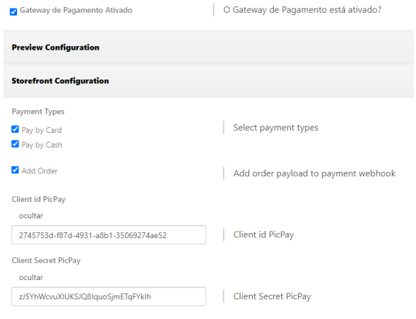 Screen instructions on how to fill in the Client Id and Client Secret fields